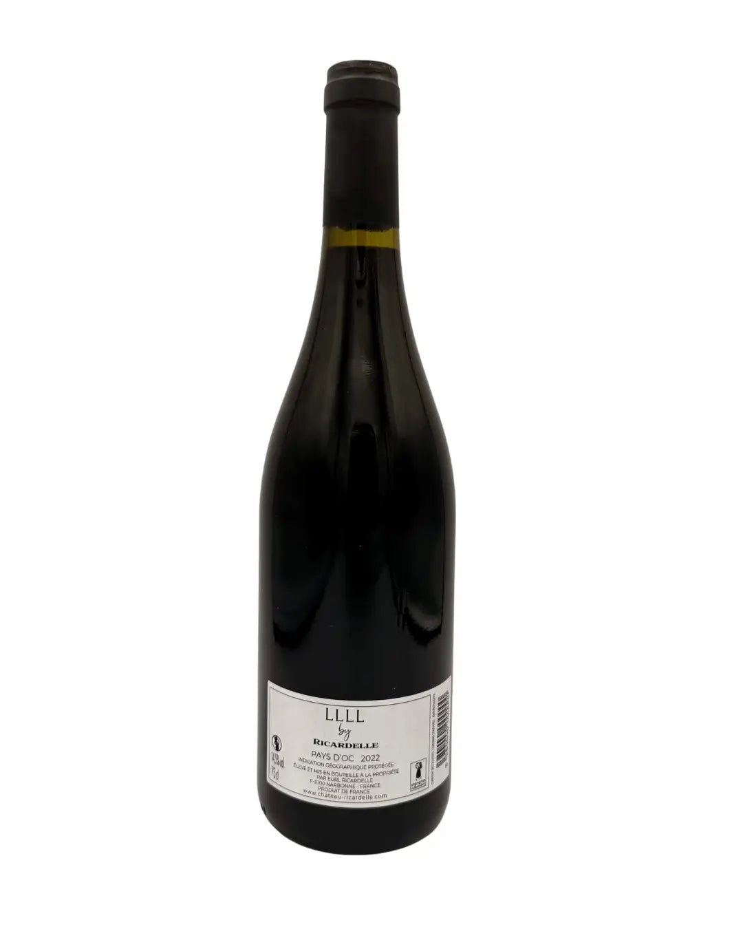Bottle of LLLL by Ricardelle red wine from IGP Pays d’Oc, France, a smooth red blend with a deep garnet colour.
