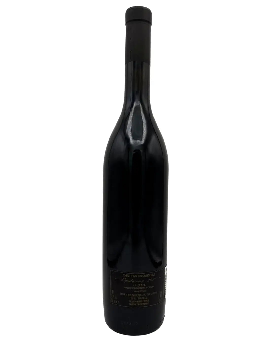 Bottle of Vignelacroix La Clape red wine from Languedoc, France, barrel aged and made from Grenache, Syrah, and Carignan.