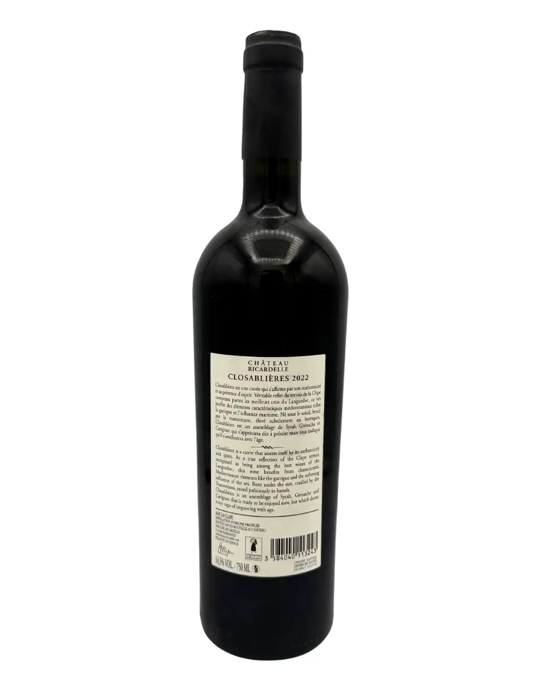 Château Ricardelle Closablieres 2022 - Syrah Grenache Red La Clape