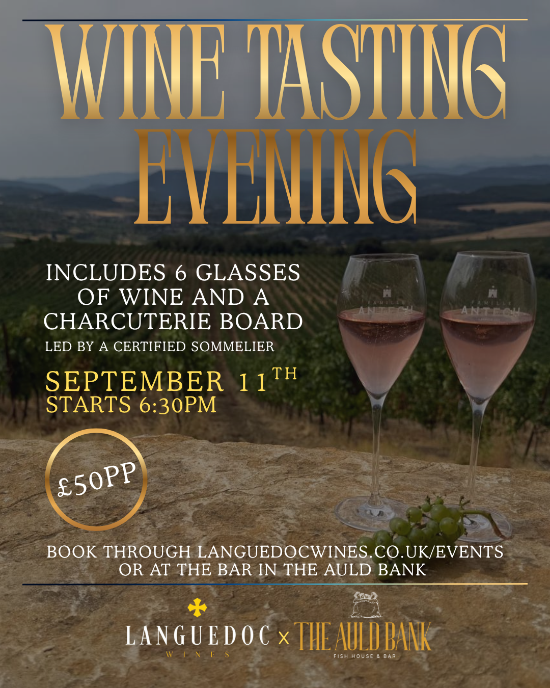 Wine tasting evening at the Auld Bank