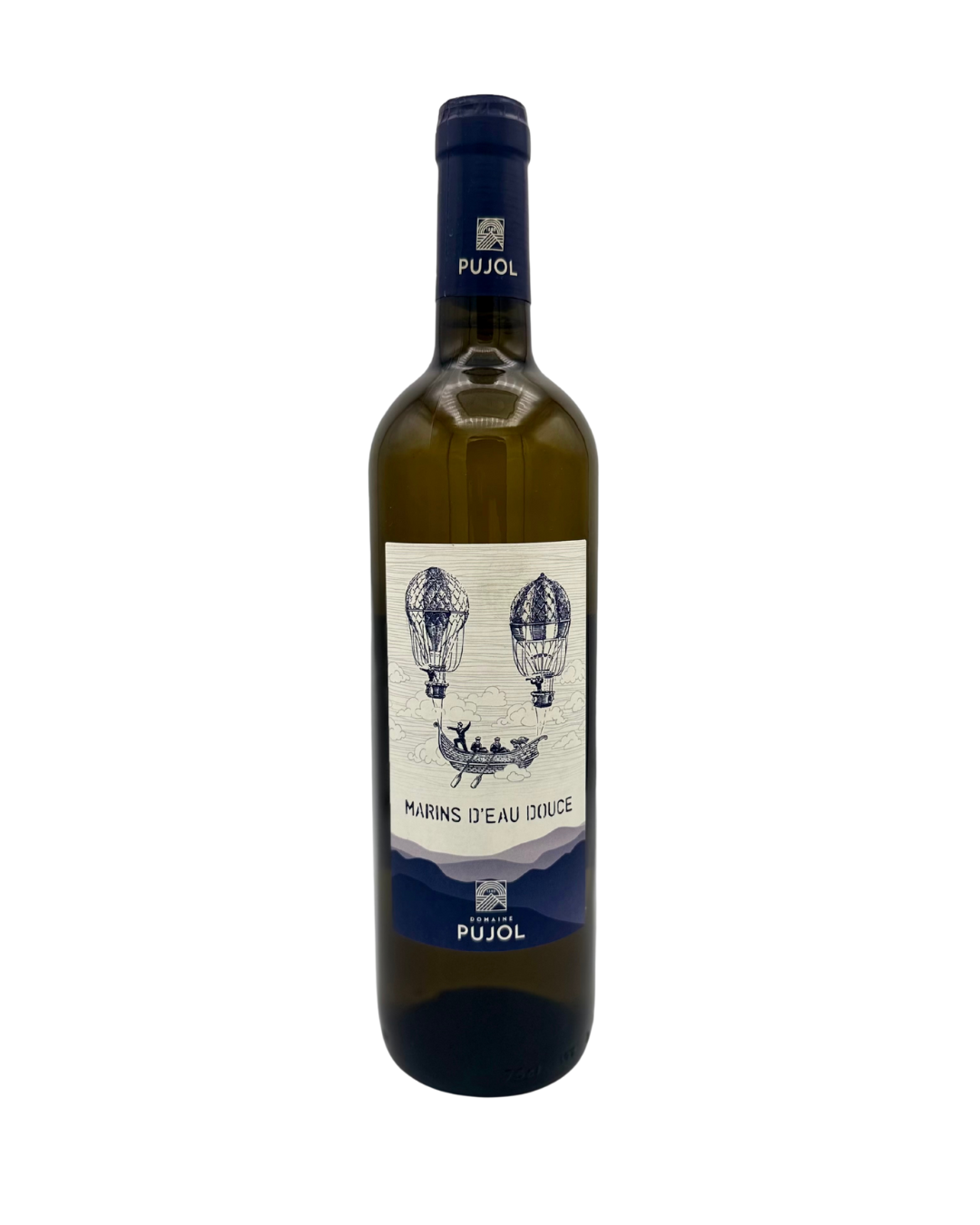 Bottle of Marins d’Eau Douce Sauvignon Blanc from Languedoc, France, a pale white wine with a fresh, clean style presented in a tall glass bottle.